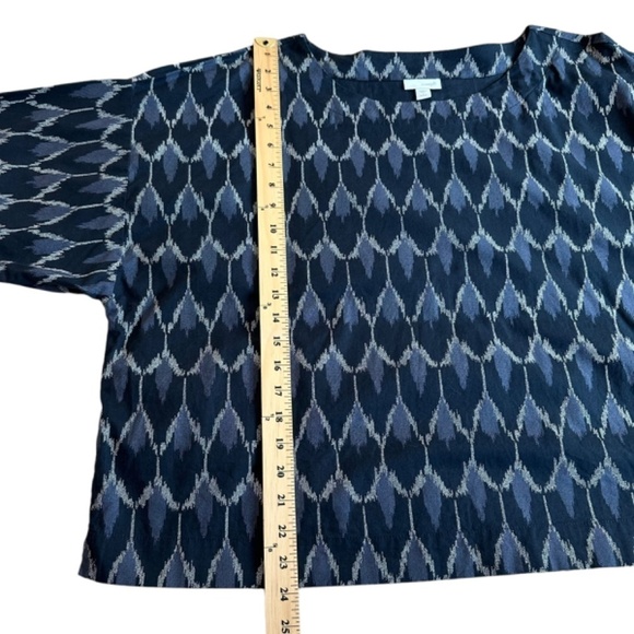 J.Jill Top Womens Size L Petite Mix Ikat Print Relaxed Kimono Style Boat Neck - Picture 10 of 15